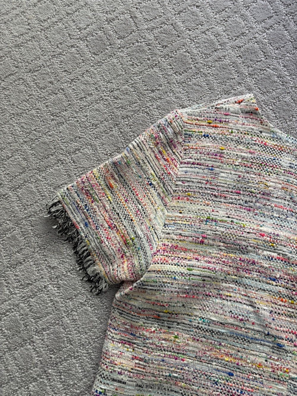 Trina Turk Cream Multicolor Tweed Shift Dress with Fuchsia Accents - Picture 14 of 16